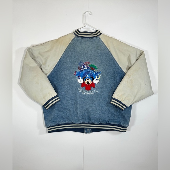 Vintage Walt Disney World Fantasia Mickey Mouse Where Magic Lives Denim Jacket - Picture 2 of 16
